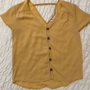 Mustard yellow size small - pink rose